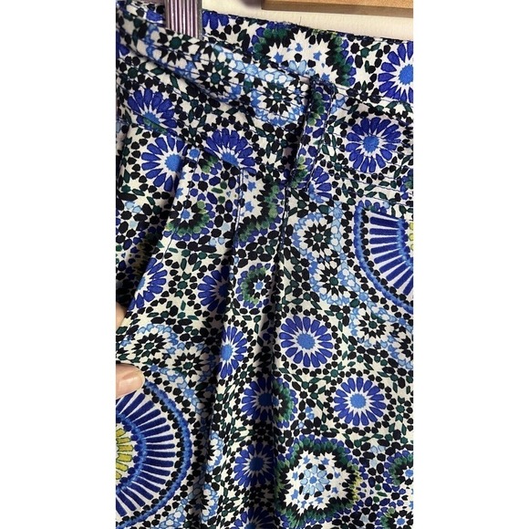 Banana Republic Pleated Blue Floral Boho Wide Leg Belted Sz 2 Silky Pants - Picture 7 of 14